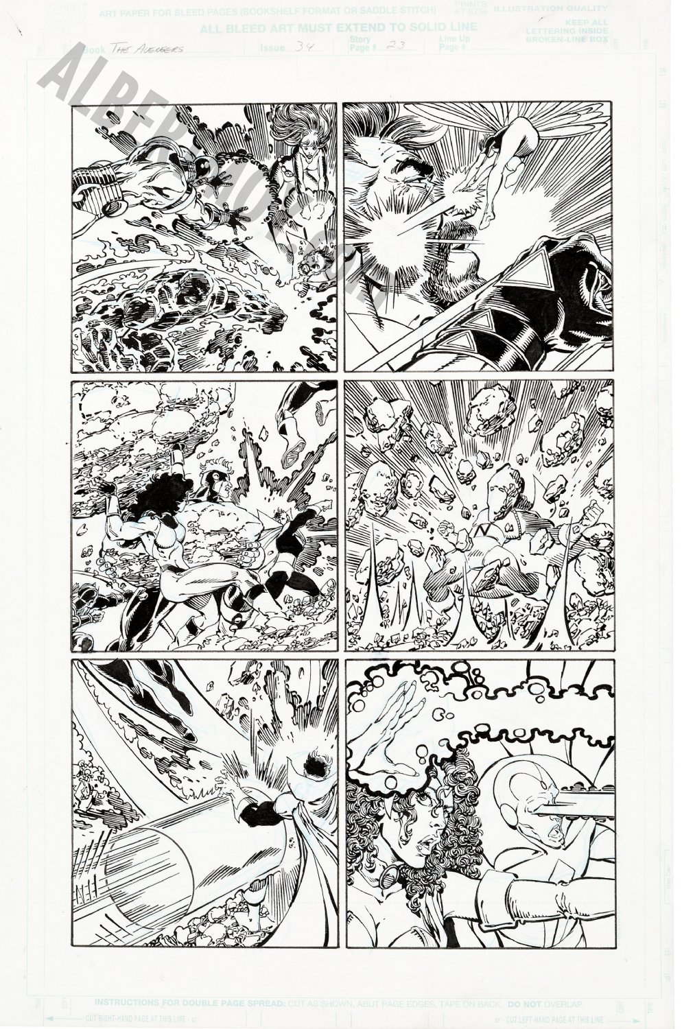 Albert Moy Original Comic Art Avengers By George Perez